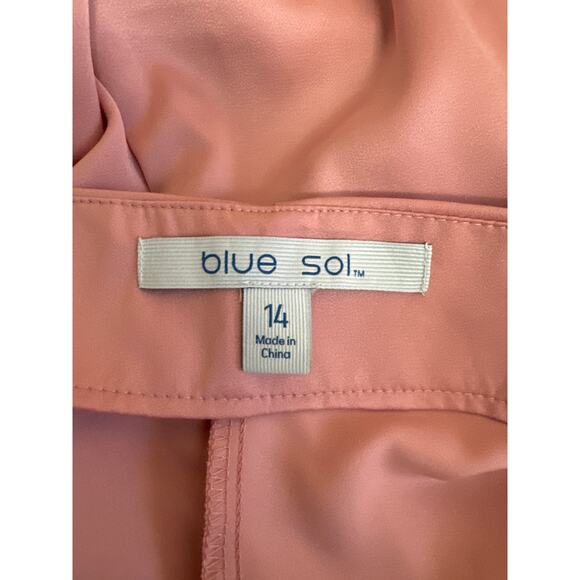 NWT Blue Sol Women's Satin Glitz Button Flare Size 14 Pants Dusty Pink - Picture 3 of 6